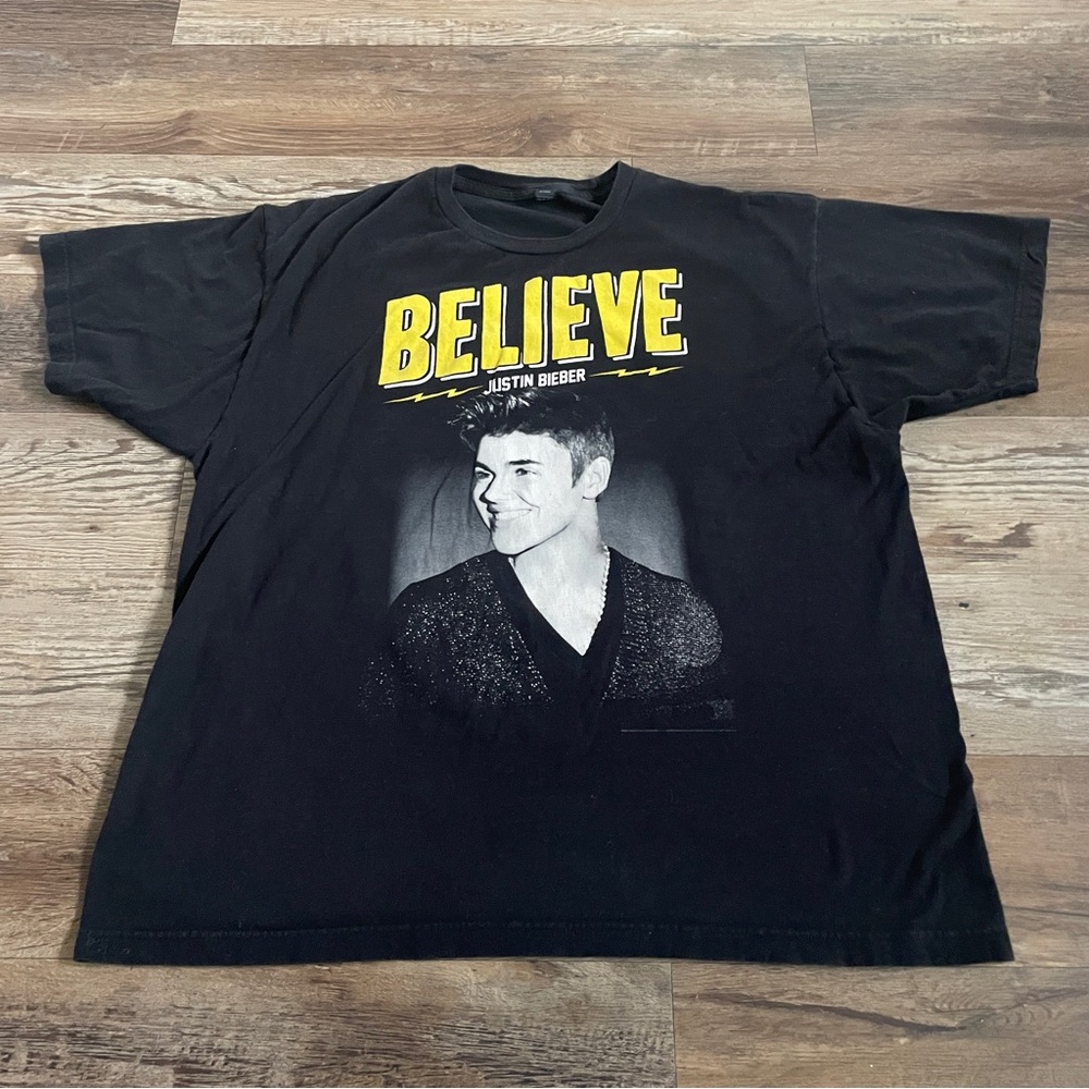 Justin Bieber 2013 live concert black tshirt XL